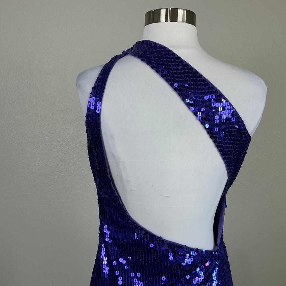 Mac Duggal 10905 Sequined Backless Long Column Evening Gown Purple Size 4 Dress - Picture 9 of 12
